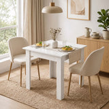 HOMCOM Square Dining Table for 2 with Wood-Effect Top and Non-Slip Foot Pads – Space-Saving, White