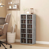 HOMCOM Set of 2 CD Media Display Shelf Towers with 5 Adjustable Shelves – Slim Racks, Grey