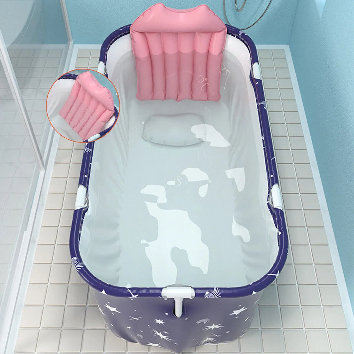 Portable Folding Bathtub for Adults & Kids with 6-Layer Thermal Insulation – PVC Soaking Tub, Folds to 5cm