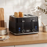 HOMCOM 4 Slice Toaster with 7 Browning Levels, Dual Controls, Defrost and Reheat, Crumb Tray, Black