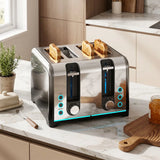 HOMCOM 4 Slice Toaster with 7 Browning Levels, Reheat, Defrost and Cancel Functions, Black