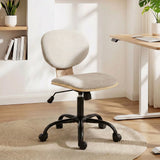 HOMCOM Armless Office Chair with Rocking Function, 360° Swivel and Adjustable Height – Linen-Look Desk Chair, Light Grey