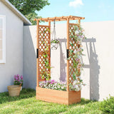 Outsunny Fir Wood Raised Garden Bed with Trellis Sides and Hanging Rail – 110 x 44 cm Planter