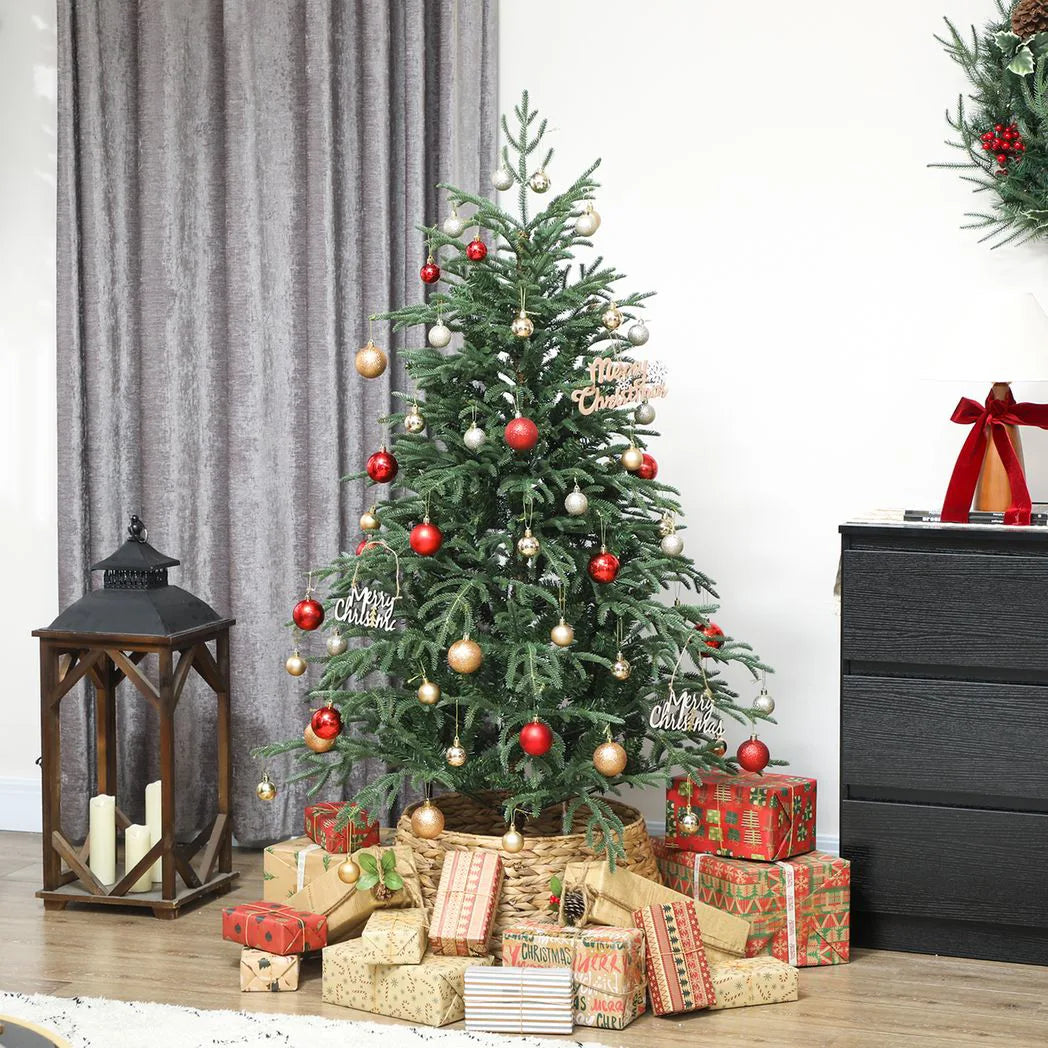 HOMCOM 5ft Full Spruce Artificial Christmas Tree with 1375 Dense Tips & Foldable Metal Stand – Green