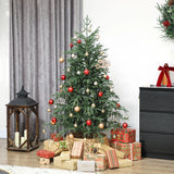 HOMCOM 5ft Full Spruce Artificial Christmas Tree with 1375 Dense Tips & Foldable Metal Stand – Green
