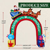 10ft Inflatable Christmas Archway with Santa's Sleigh and Warm White LEDs – Outdoor Decoration