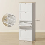 HOMCOM Slim 4-Drawer Shoe Cabinet with Adjustable Shelves – Holds 24 Pairs, White