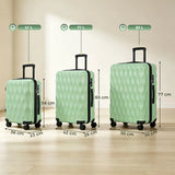 HOMCOM 3-Piece Hard Shell Suitcase Set with TSA Lock & 360° Spinner Wheels – 20/24/28 Inch Cabin & Checked Luggage, Green