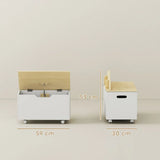 AIYAPLAY Toy Box with Lid, Wheels & Safety Hinges – White Rolling Toy Chest for Playroom & Bedroom