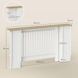 HOMCOM Radiator Cover with Open Storage Shelves and Vertical Slats – Heater Cabinet for Living Room & Hallway, White
