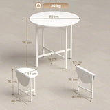 HOMCOM Round Drop Leaf Dining Table – 80cm Folding Kitchen Table for Small Spaces with Steel Frame, White