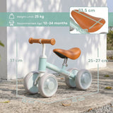 AIYAPLAY Baby Balance Bike for 1–2 Years with Four Light-up EVA Wheels and Adjustable Seat – Toddler Ride-On, Green