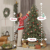 HOMCOM 7ft Full Spruce Artificial Christmas Tree with 2942 Realistic Dense Tips, Foldable Metal Stand – Easy Assembly, Green