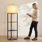 HOMCOM Corner Floor Lamp with Shelves and Lights
