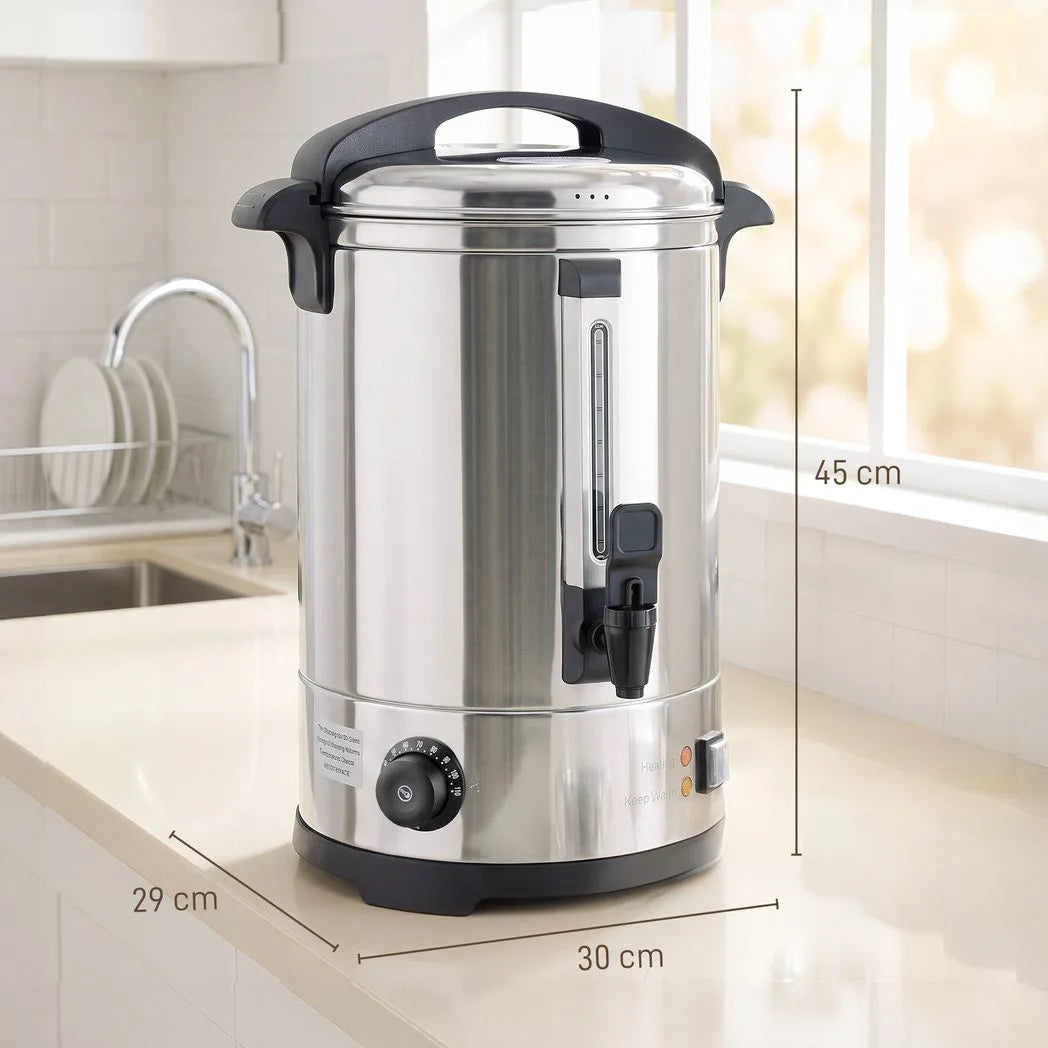 HOMCOM 6.5L Catering Urn, 1500W Stainless Steel Hot Water Boiler with Thermostat and Keep Warm Function