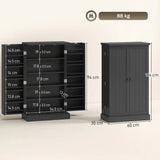 HOMCOM Freestanding Kitchen Pantry Cabinet with Door Racks and Adjustable Shelves, Black