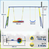AIYAPLAY 4-in-1 Kids Swing Set with Saucer Swing, Basketball Hoop & Football Goal – Outdoor Garden Playset