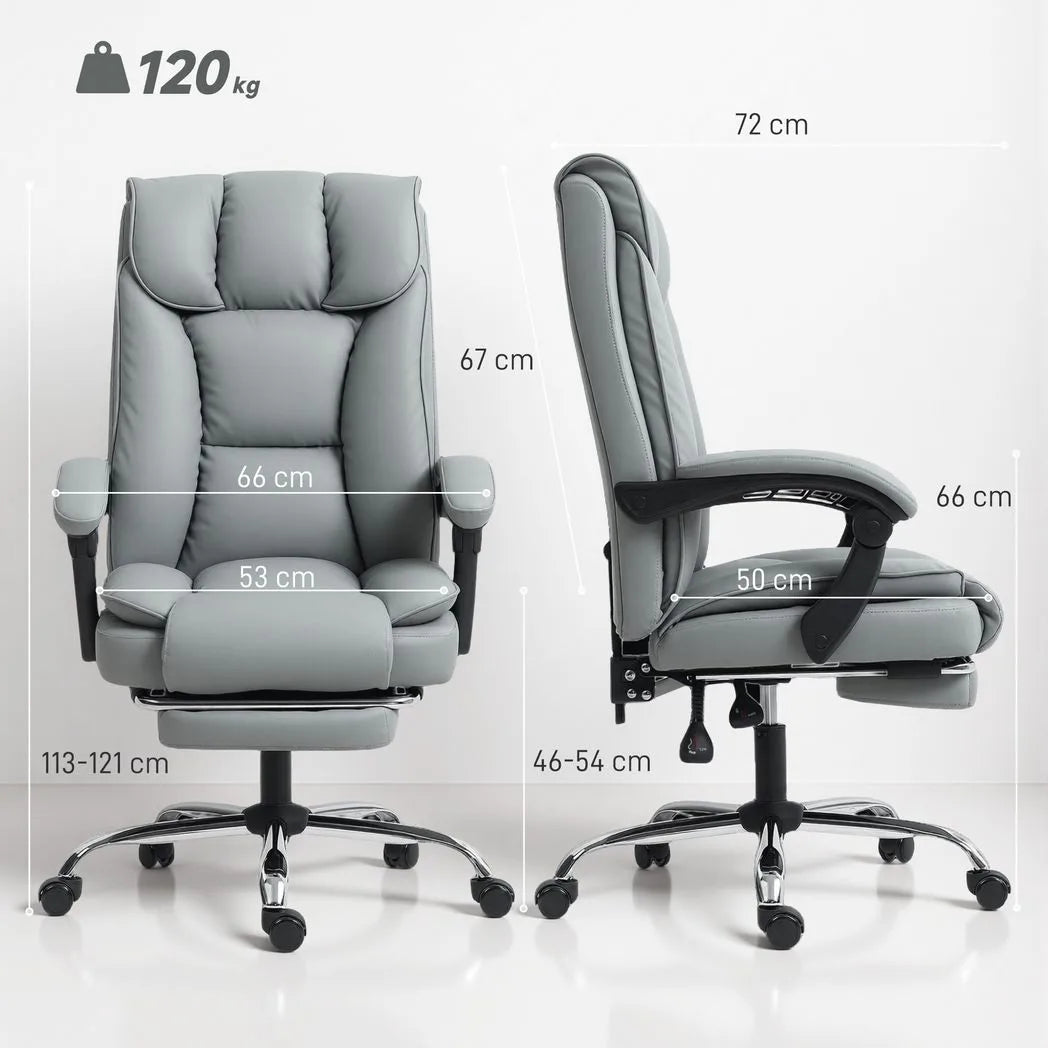 HOMCOM 155° Reclining Faux Leather Swivel Office Chair with Footrest – Height Adjustable, Black