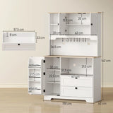 HOMCOM Freestanding Kitchen Cupboard with 2 Cabinets, 2 Drawers and Adjustable Shelves – Coffee Station, White