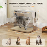 PawHut XL Stainless Steel Litter Box with 100° Flip Top, Scoop & Dual Entry – Odour-Free, Easy-Clean