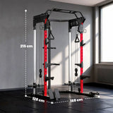 SPORTNOW Power Cage with Dual Cable Pulley System, Pull-Up Bar, Dip Station & Landmine – Home Gym Power Rack