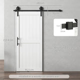 HOMCOM 183cm Sliding Barn Door Kit with Track, Rollers, Floor Guide and Handle – Space-Saving PVC-Coated Door, White