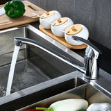Modern Compact Kitchen Sink Mixer Tap with Swivel Spout, Single Lever and Solid Brass Body – Mono Chrome