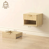 HOMCOM Floating Nightstands Set of 2 with Fluted Drawer and Open Shelf – Wall-Mounted Bedside Tables, Oak