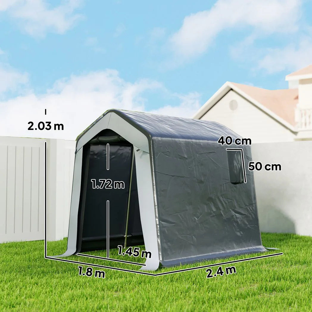 Outsunny 1.8 x 2.4m Waterproof Garden Storage Shed Tent – Portable Shelter for Motorbikes, Bikes and Garden Tools