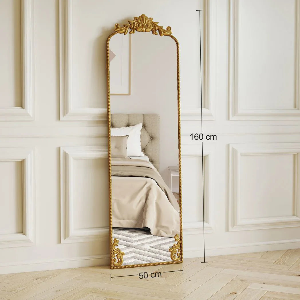 HOMCOM Full Length Mirror, 50 x 160 cm Floor Mirror with Baroque Metal Frame for Bedroom, Living Room