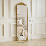 HOMCOM Full Length Mirror, 50 x 160 cm Floor Mirror with Baroque Metal Frame for Bedroom, Living Room