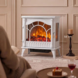 HOMCOM 3-Sided Glass Electric Fireplace Stove with 1000W/2000W Settings and Flame Effect – White