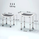 HOMCOM Height Adjustable Shower Chair with Aluminium Frame, Non-Slip Feet and Padded EVA Seat, Grey