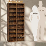 HOMCOM CD Storage Tower for 640 CDs or 360 DVDs with 14 Adjustable Shelves – Tall Narrow Media Rack, Rustic Brown