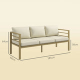 Outsunny 3-Seater Garden Sofa Bench with Cushions, Aluminium Frame, 185 x 66 x 64cm, Cream White