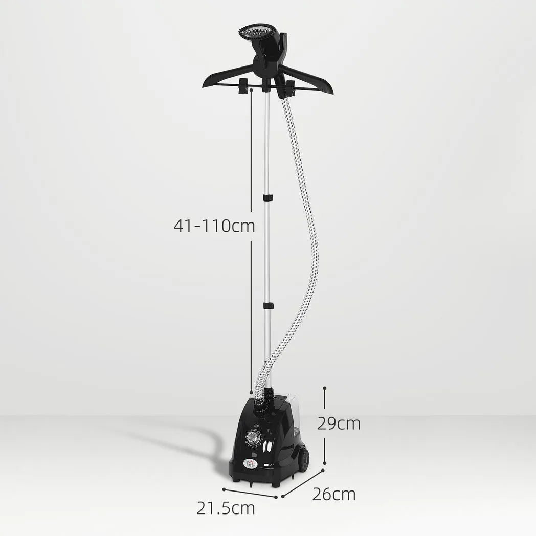 HOMCOM Clothes Steamer with Adjustable Pole, 11 Steam Levels and 1.4L Water Tank – 1950W Garment Steamer, Black