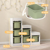 AIYAPLAY 3-Tier Kids Toy Storage Organiser with 6 Removable Bins – Green, Ages 3-8