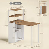 HOMCOM Folding Shelf and Work Table with 4 Tiers – 2-in-1 Bookshelf Desk for Small Spaces, Natural Wood Effect