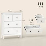 HOMCOM Modern 4-Drawer Chest of Drawers with Anti-Tip Straps – Clothes Storage Dresser for Bedroom, Hallway, White