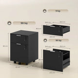 HOMCOM Two-Drawer Lockable Filing Cabinet with Wheels and Brakes – Under Desk Office Storage, Black