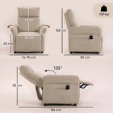 HOMCOM Push Back Recliner Armchair with 8-Point Massage, Lumbar Heat and Adjustable Armrests – Beige