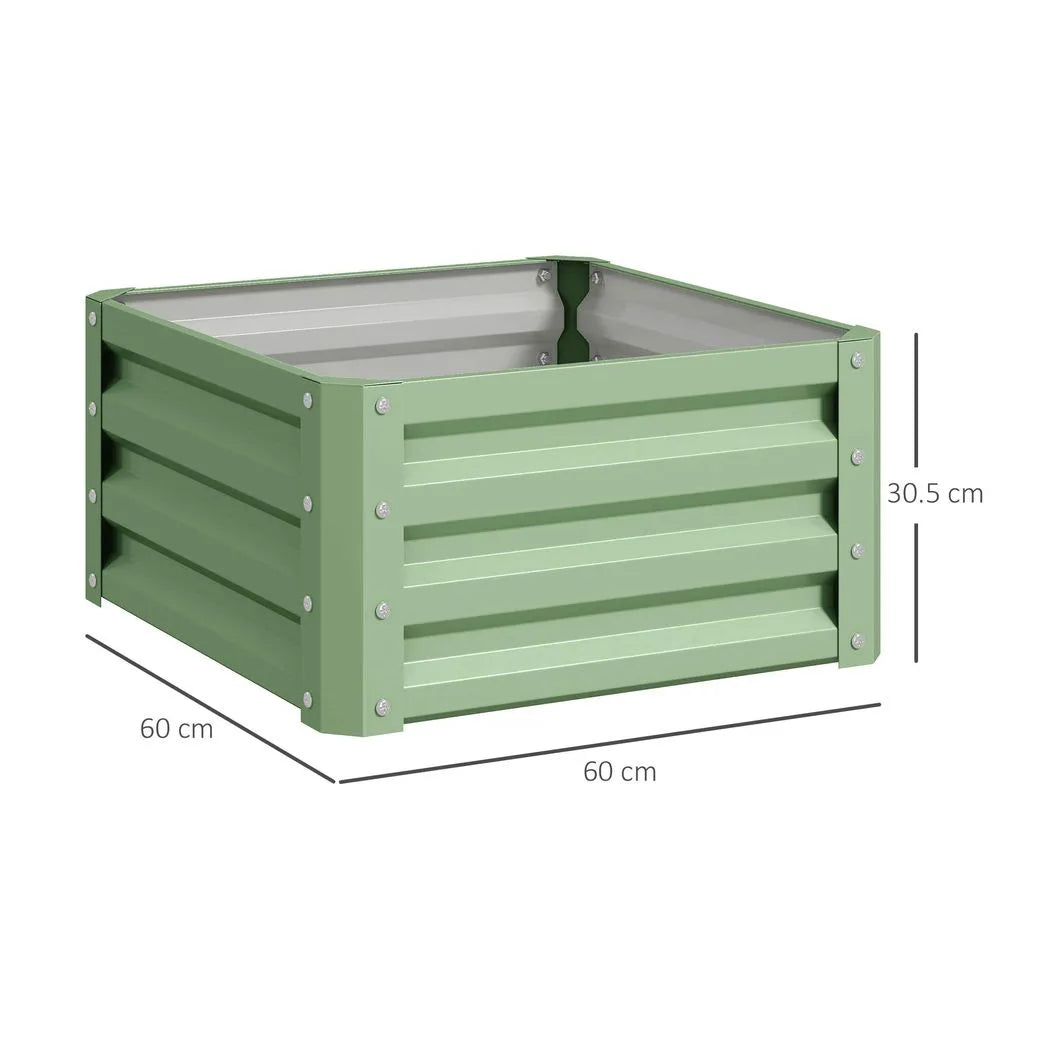 Outsunny Set of Two 60 x 60cm Steel Planter Boxes – Light Green