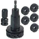 Wheel Hub and Brake Surface Cleaner with Hexagonal Drive – Stud Rust Removal Tool with 5 Grinding Heads