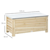 Outsunny 155L Outdoor Storage Box with Galvanised Metal Top and Shutter Walls – Wooden Garden Tool Organiser