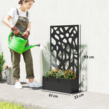 Outsunny Metal Raised Garden Bed with Trellis Privacy Screen, Planter Box for Climbing Plants, 113 x 61 x 23 cm