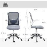 HOMCOM Draughtsman Chair with Adjustable Lumbar & Flip-up Armrests – Mesh Back Drafting Chair, Charcoal grey