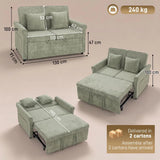 HOMCOM 2 Seater Sofa Bed, 3-in-1 Convertible Chenille Sleeper Sofa with 5-Position Backrest – Light Green