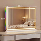 HOMCOM Vanity Mirror with Lights, Dimmable Makeup Mirror with Adjustable Colour Temperature, RGB Light