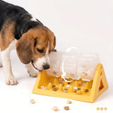 360° Rotating Puzzle Dog Bowl Slow Feeder – Interactive Treat Dispensing Pet Feeding Toy, Yellow