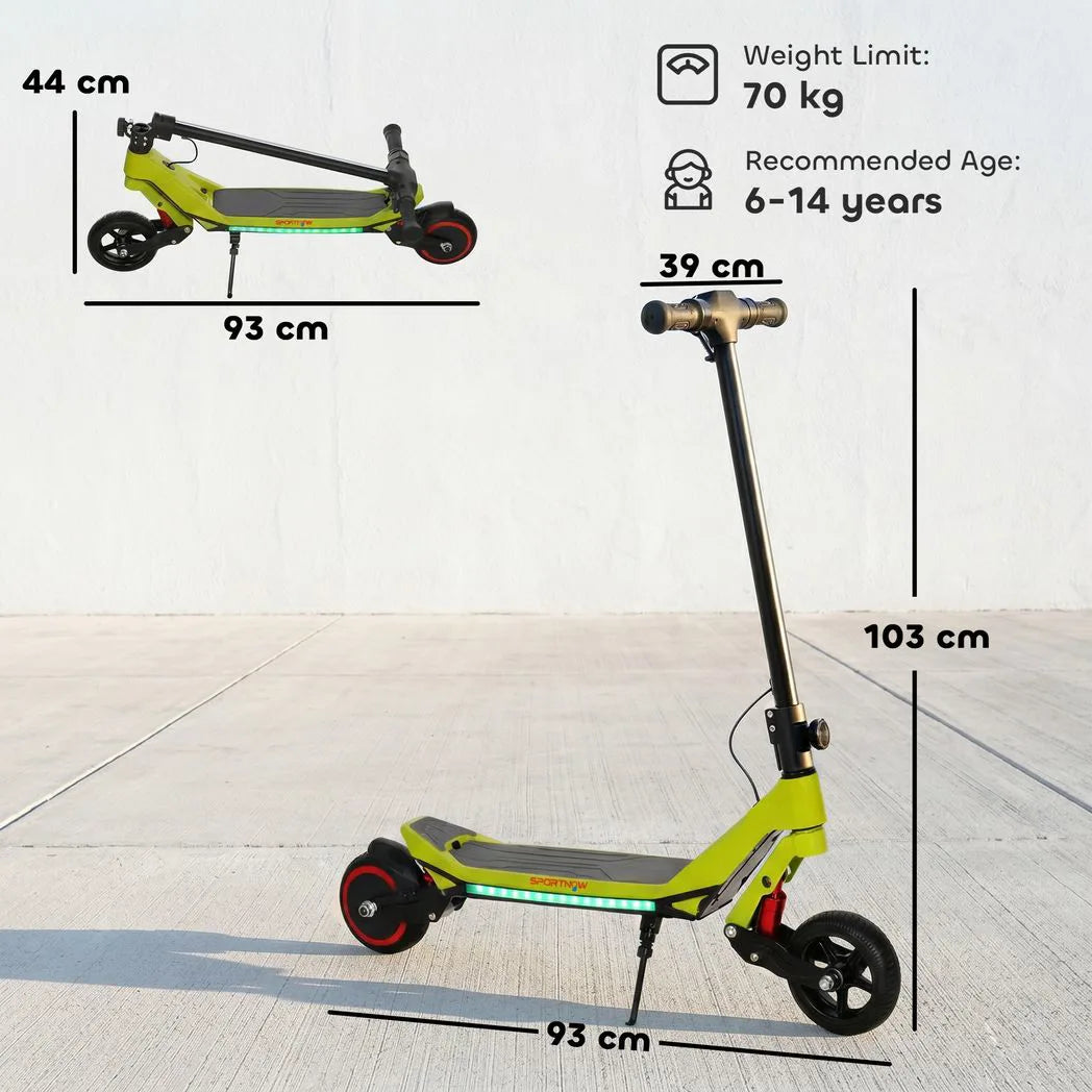 SPORTNOW Kids Electric Scooter, Foldable E Scooter for Age 6 with LED Display, RGB Lights, 16km/h, Green